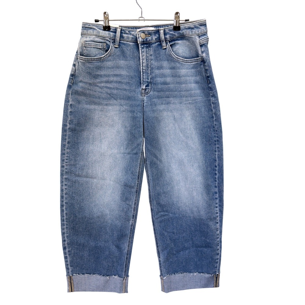 Flying Monkey Barrel Fit Jeans Womens 30 Blue High Rise cuffed Cropped F6199 - Picture 2 of 15